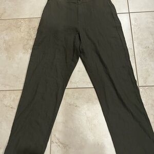 Islander Dark Olive Linen blend casual pants. Size Large.